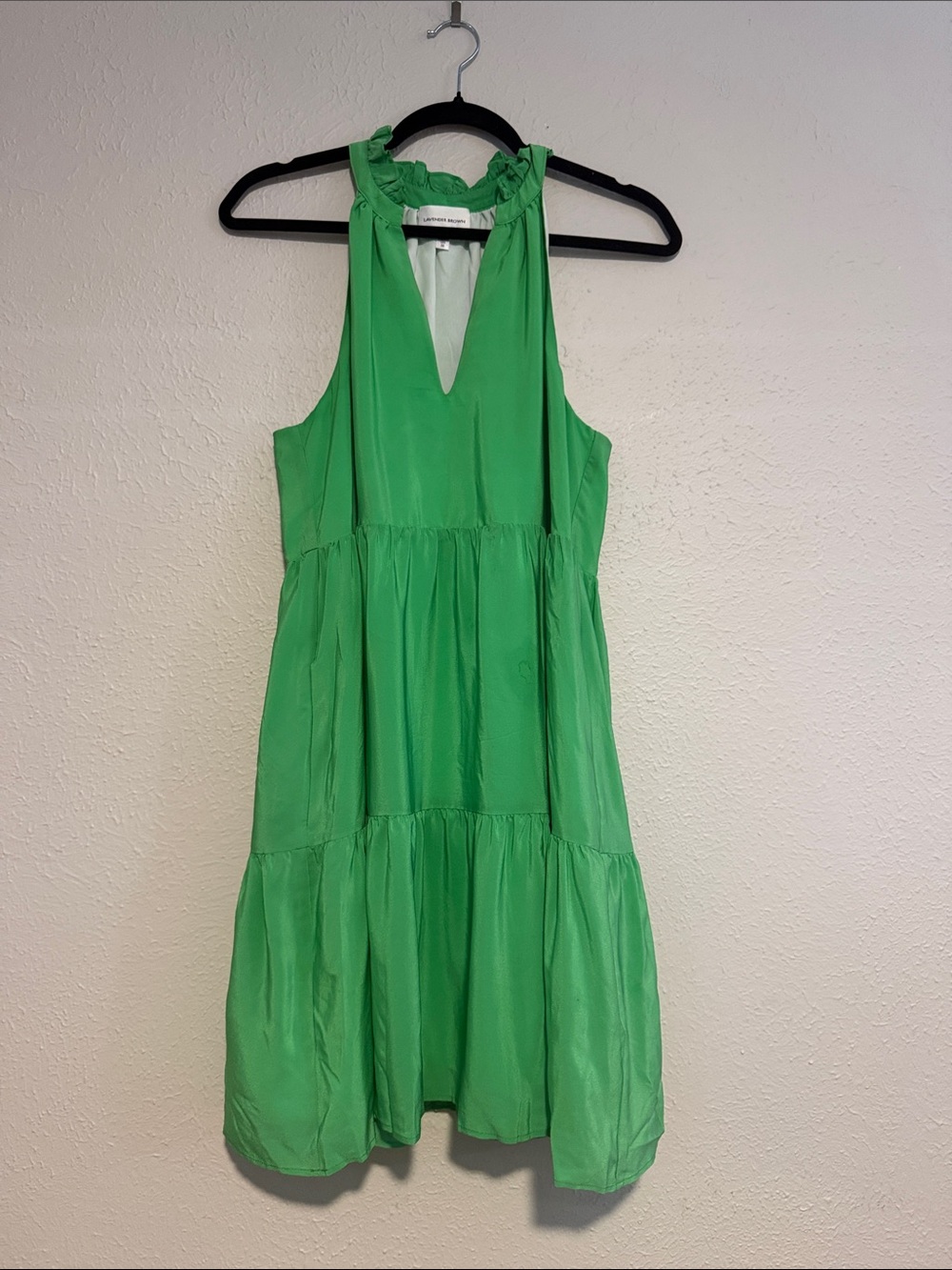 Sleeveless Ruffle Halter Tiered Silk Dress